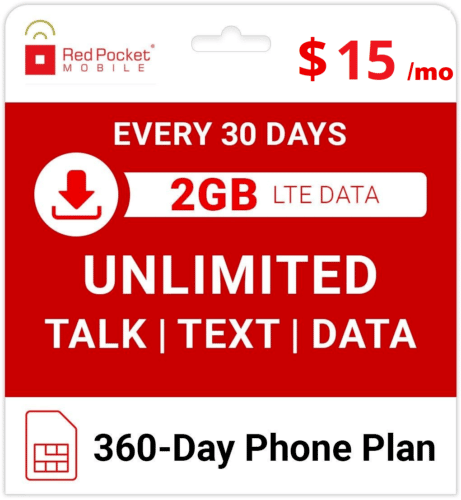 $19.08/Mo Red Pocket Prepaid Wireless Phone Plan+Kit: UnImtd Everything ...