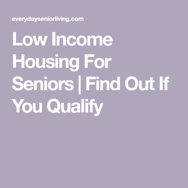 Low Income Housing For Seniors